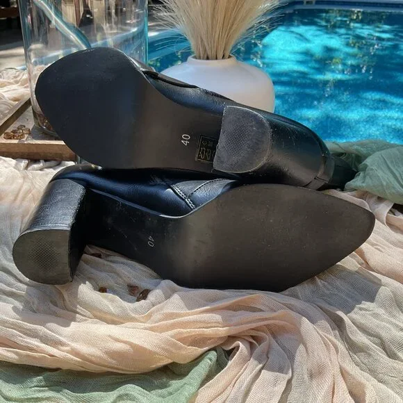 Women's Black Heel Ankle Boots - Picture 9 of 9